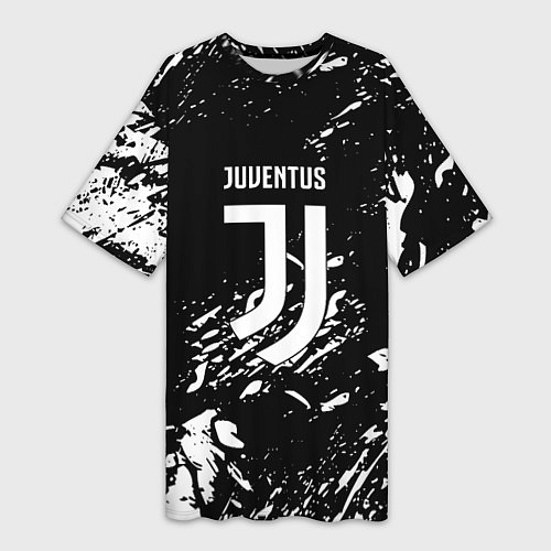 Женская длинная футболка Juventus белые штрихи красок / 3D-принт – фото 1