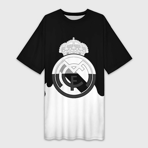 Женская длинная футболка Реал Мадрид огонь белый / 3D-принт – фото 1