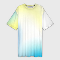 Футболка женская длинная Color yellow blue white, цвет: 3D-принт