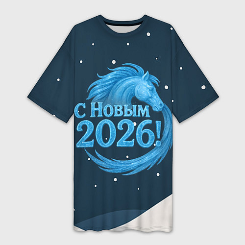 Женская длинная футболка С Новым 2026 снежная надпись / 3D-принт – фото 1