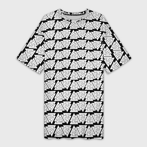 Женская длинная футболка Символы валькнут как защитная кольчуга / 3D-принт – фото 1