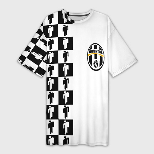 Женская длинная футболка Ювентус паттерн люди / 3D-принт – фото 1