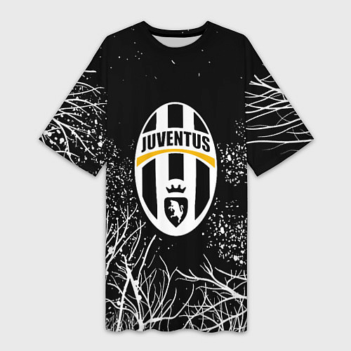 Женская длинная футболка Ювентус белые деревья / 3D-принт – фото 1