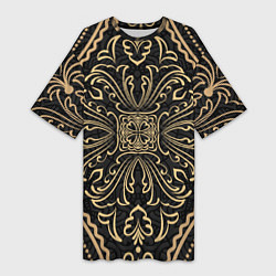 Женская длинная футболка Орнамент славянский позолота