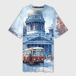 Женская длинная футболка Снежный Санкт-Петербург