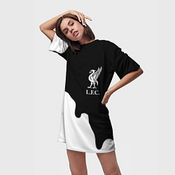 Футболка женская длинная Ливерпуль краски разводы, цвет: 3D-принт — фото 2