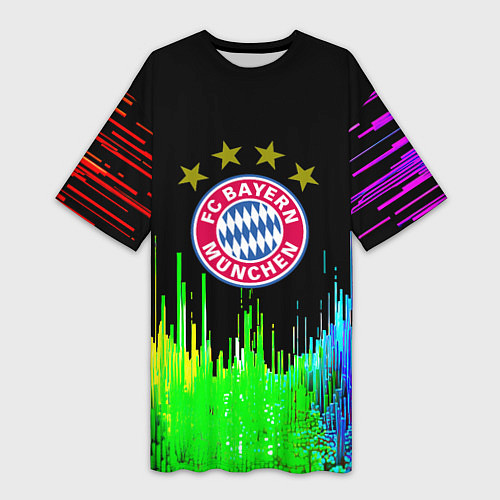 Женская длинная футболка Бавария Мюнхен неон градиент / 3D-принт – фото 1