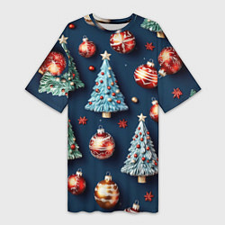 Женская длинная футболка Новгодний паттерн