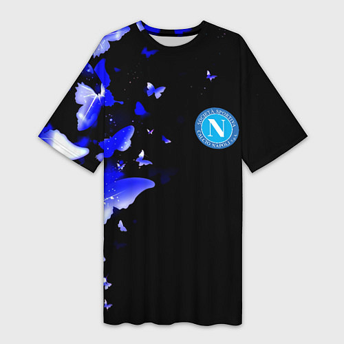 Женская длинная футболка Наполи бабочки текстура / 3D-принт – фото 1