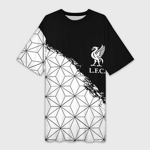 Женская длинная футболка Liverpool краски текстура геометрия / 3D-принт – фото 1