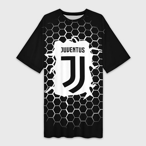 Женская длинная футболка Juventus соты текстура краски / 3D-принт – фото 1