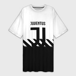 Футболка женская длинная Ювентус полосы геометрия линии, цвет: 3D-принт