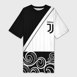 Женская длинная футболка Ювентус геометрия полосы текстура