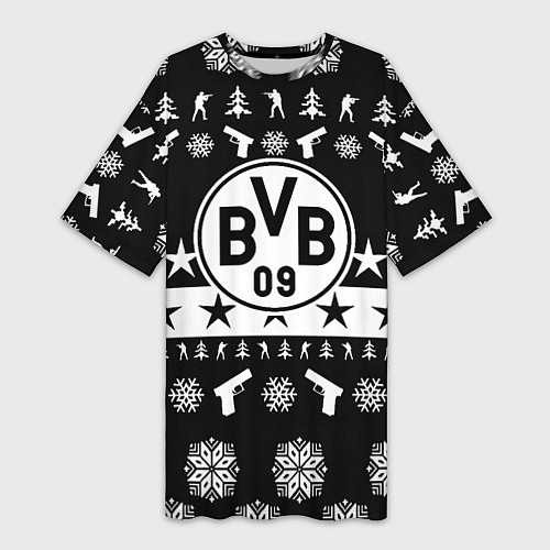 Женская длинная футболка Borussia x counter strike / 3D-принт – фото 1