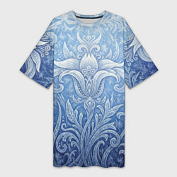 Женская длинная футболка Ледяной цветочный орнамент