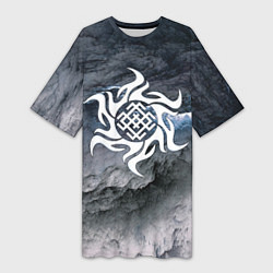 Футболка женская длинная Славянский символ оберег белобог, цвет: 3D-принт