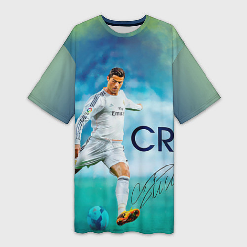 Женская длинная футболка CR Ronaldo / 3D-принт – фото 1