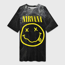 Футболка женская длинная Nirvana Smoke, цвет: 3D-принт