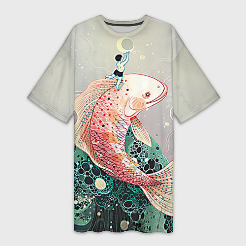 Женская длинная футболка Рыба / 3D-принт – фото 1