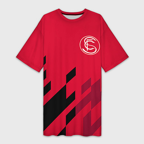 Женская длинная футболка Sevilla FC / 3D-принт – фото 1