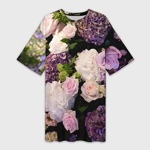 Женская длинная футболка Весенние цветы / 3D-принт – фото 1