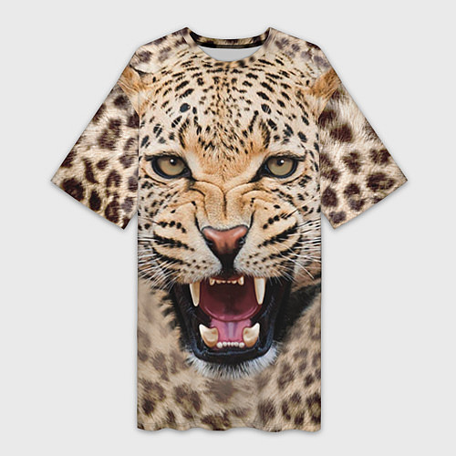 Женская длинная футболка Взгляд леопарда / 3D-принт – фото 1