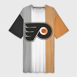 Футболка женская длинная Philadelphia Flyers, цвет: 3D-принт