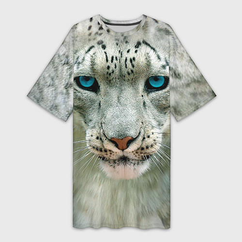 Женская длинная футболка Снежный барс / 3D-принт – фото 1