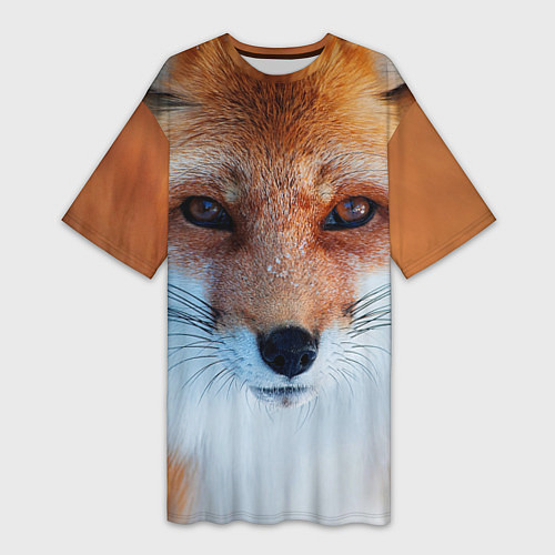 Женская длинная футболка Взгляд лисы / 3D-принт – фото 1