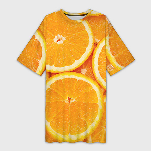Женская длинная футболка Апельсин / 3D-принт – фото 1