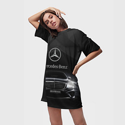 Футболка женская длинная Mercedes, цвет: 3D-принт — фото 2