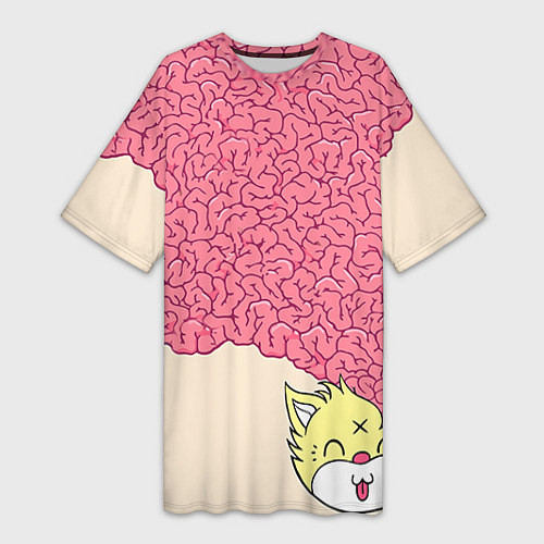 Женская длинная футболка Drop Dead: Pink Brains / 3D-принт – фото 1