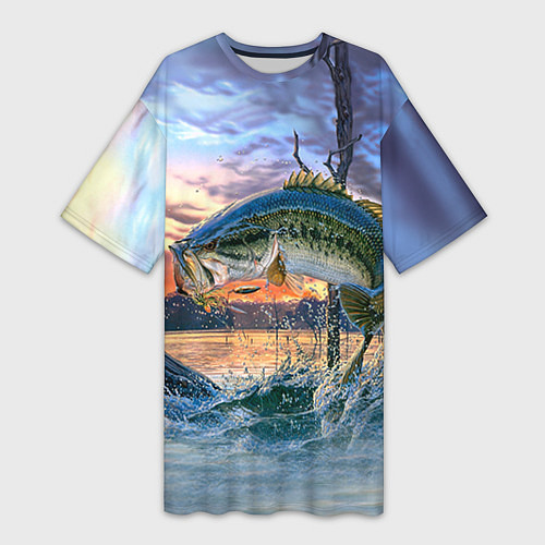 Женская длинная футболка Рыба над водой / 3D-принт – фото 1