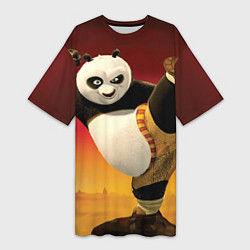 Женская длинная футболка Кунг фу панда