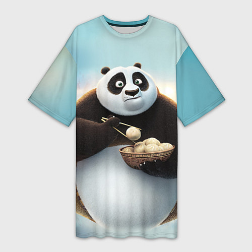 Женская длинная футболка Кунг фу панда / 3D-принт – фото 1