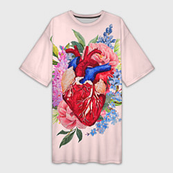 Женская длинная футболка Цветочное сердце