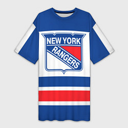 Футболка женская длинная New York Rangers, цвет: 3D-принт