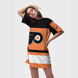 Футболка женская длинная Philadelphia Flyers, цвет: 3D-принт — фото 2