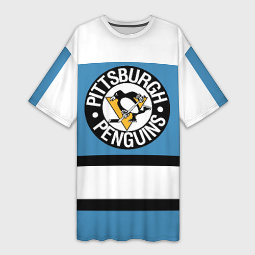 Женская длинная футболка Pittsburgh Penguins: White / 3D-принт – фото 1