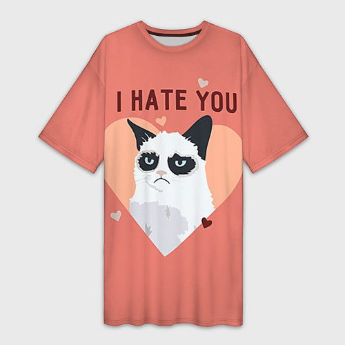 Женская длинная футболка I hate you / 3D-принт – фото 1