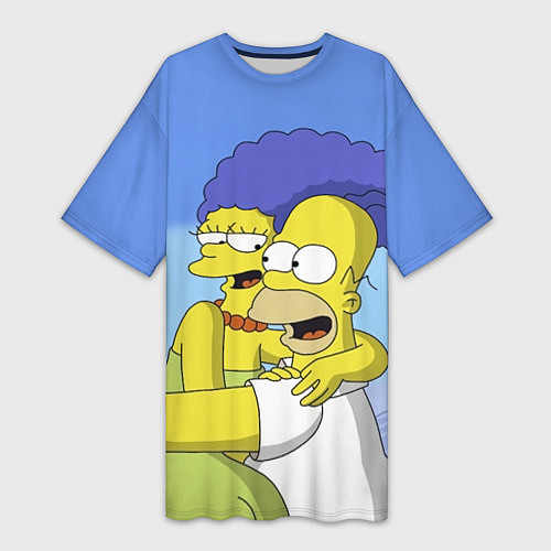 Женская длинная футболка Гомер и Мардж / 3D-принт – фото 1