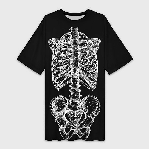 Женская длинная футболка Скелет / 3D-принт – фото 1