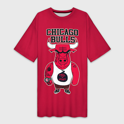 Женская длинная футболка Chicago bulls / 3D-принт – фото 1