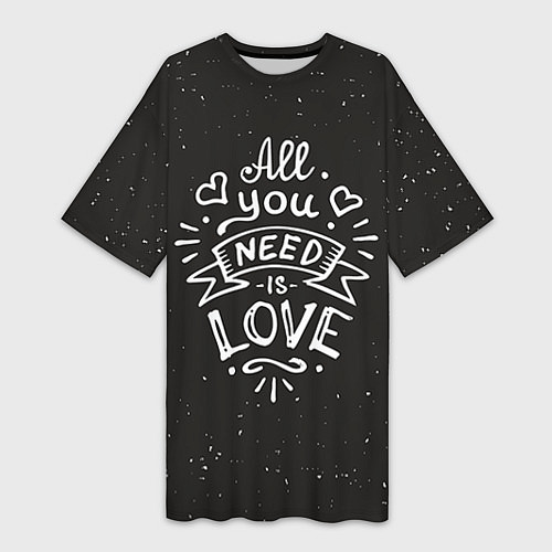 Женская длинная футболка Любовь надпись / 3D-принт – фото 1