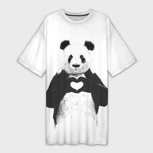 Женская длинная футболка Panda Love / 3D-принт – фото 1