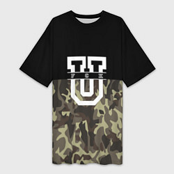 Футболка женская длинная FCK U: Camo, цвет: 3D-принт