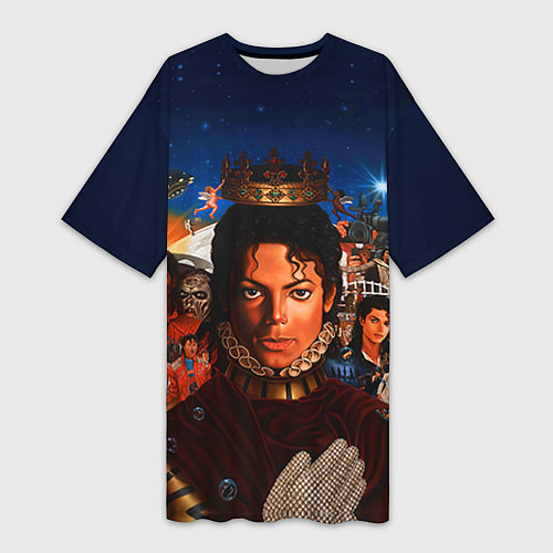 Женская длинная футболка Michael Jackson: Pop King / 3D-принт – фото 1