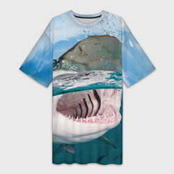 Женская длинная футболка Хищная акула