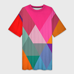 Женская длинная футболка Разноцветные полигоны
