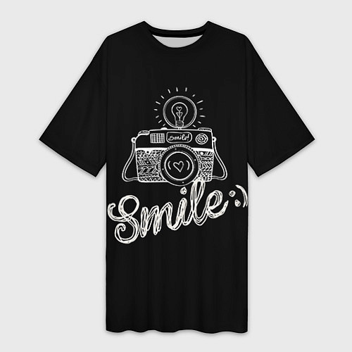 Женская длинная футболка Smile / 3D-принт – фото 1